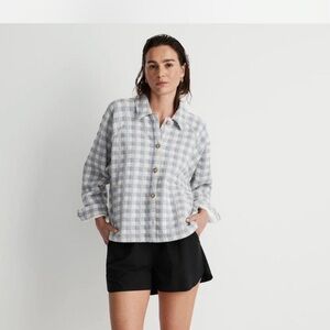 Madewell Gingham Quilted Crop Shirt Jacket